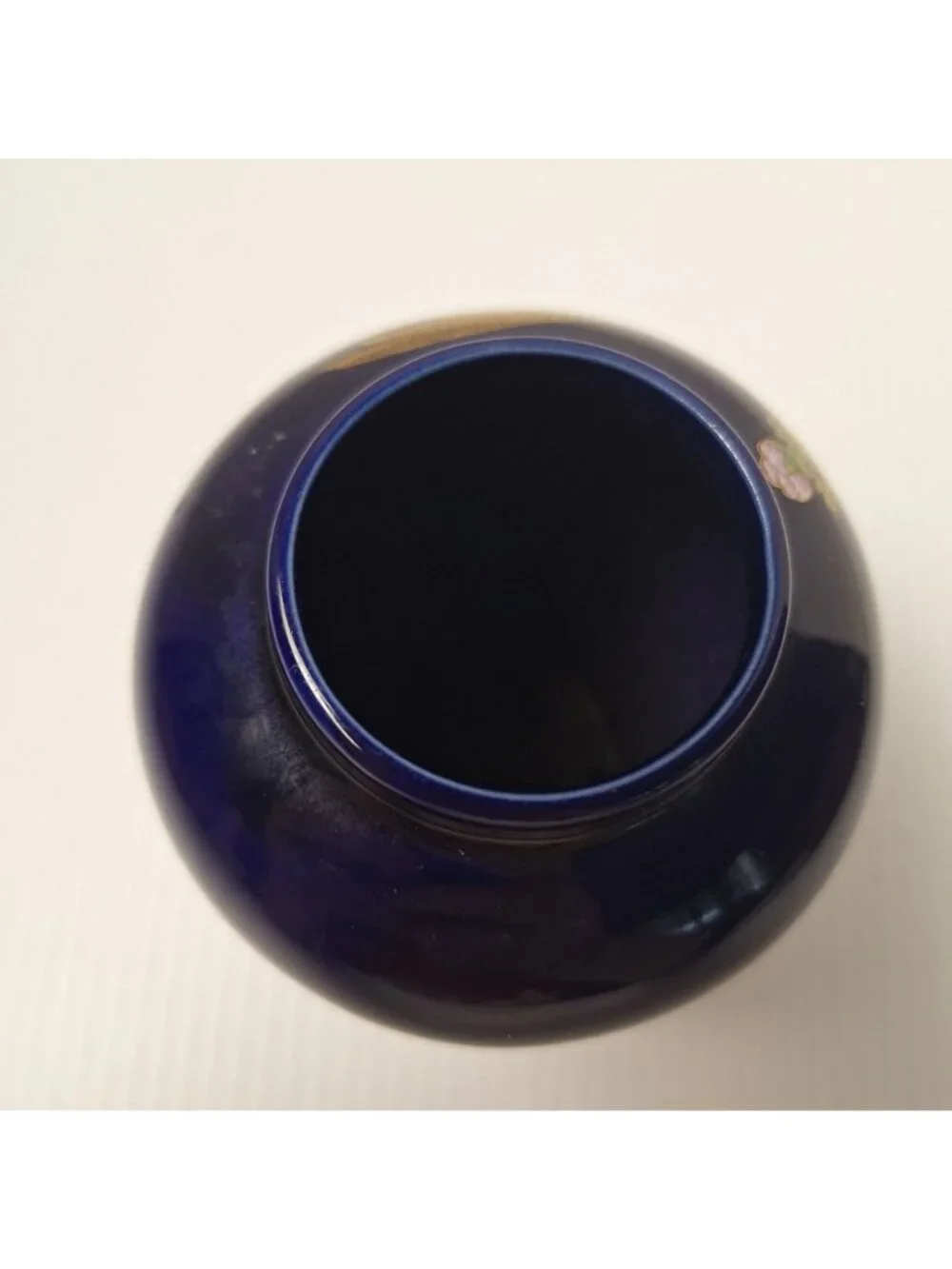 VTG KUTANI JAPANESE PORCELAIN COBALT BLUE VASE GOLDEN PHEASANT LOTUS GOLD TRIM